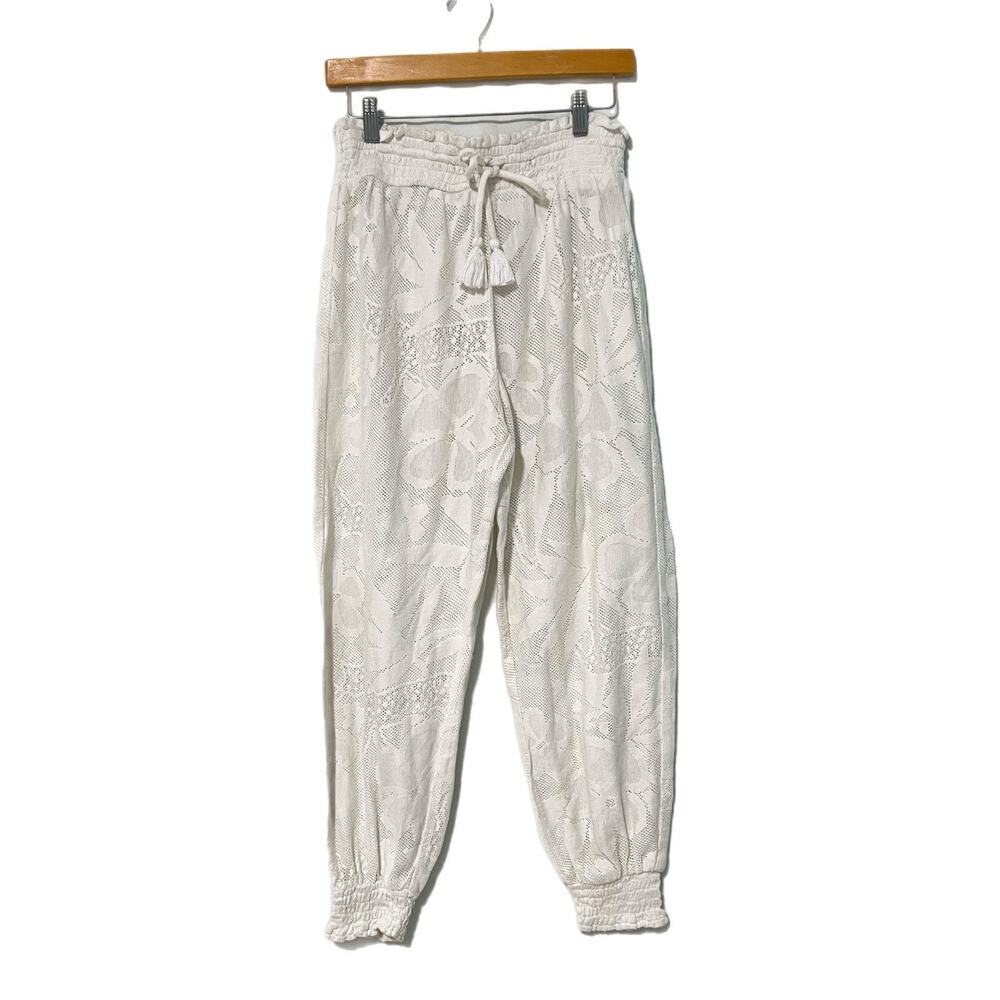 Aerie Women’s White Crochet Coverup Pants 100% Cotton Size M Beach